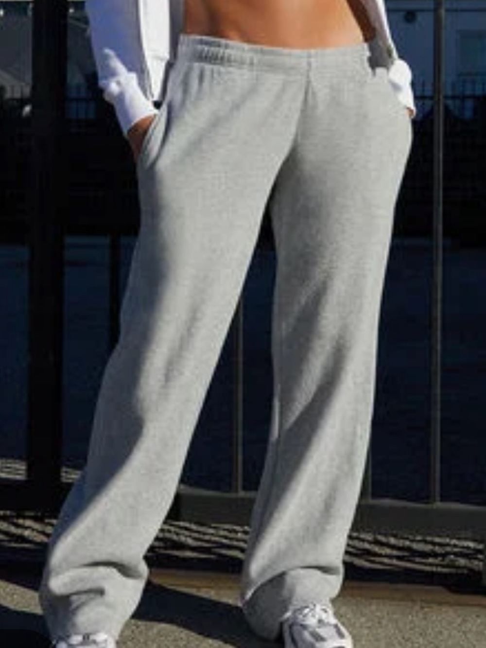 John Galt Anastasia Sweatpants Women 26x27 Gray Waffle Knit Low Waist Wide Leg